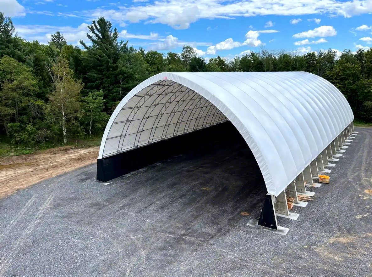 White bulk storage dome