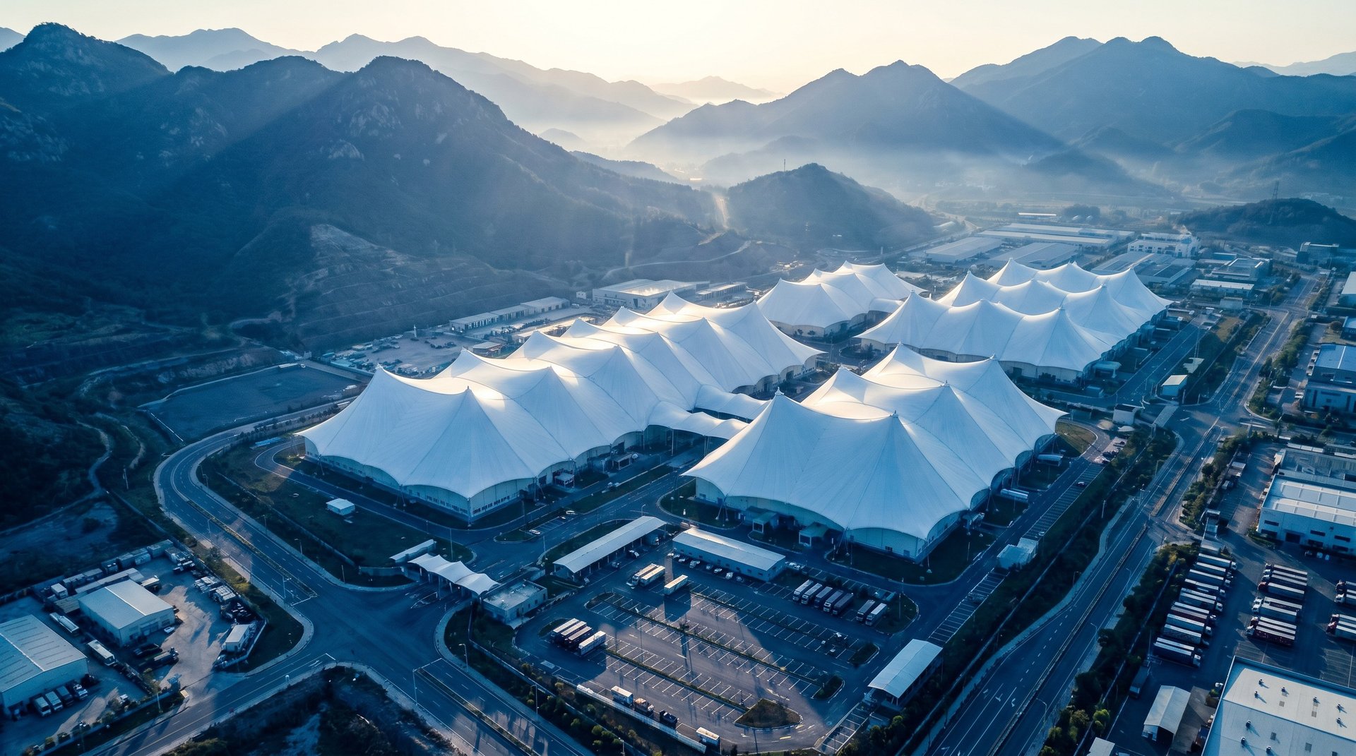 Aviation hangar and airport buildings