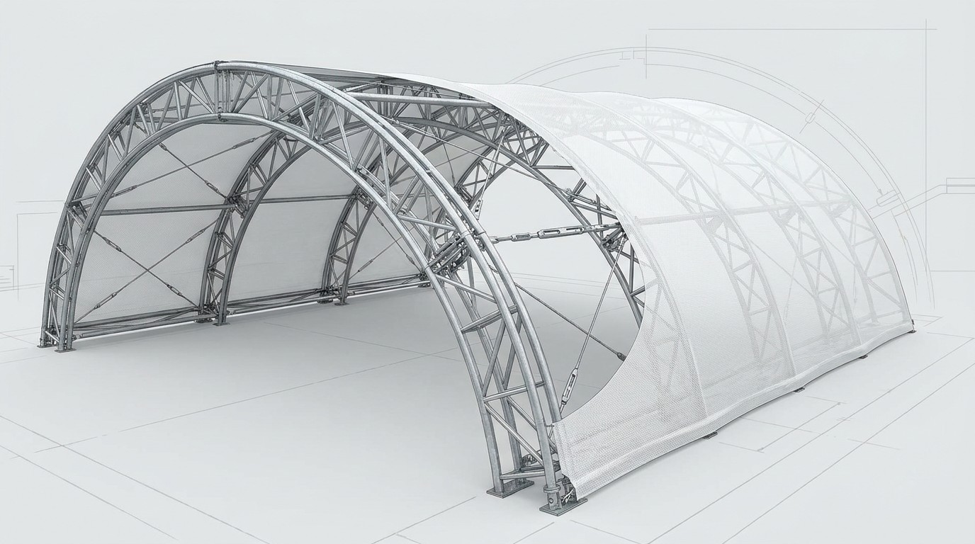 Diagram of tension fabric building engineering