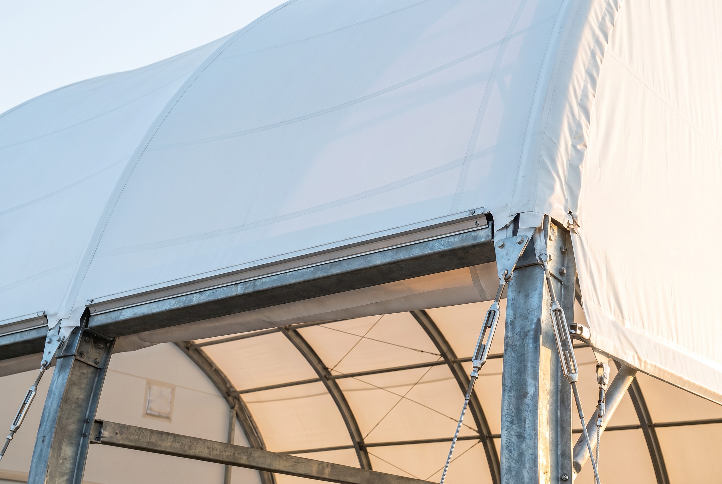 Tensioned PVDF membrane and welded seam detail