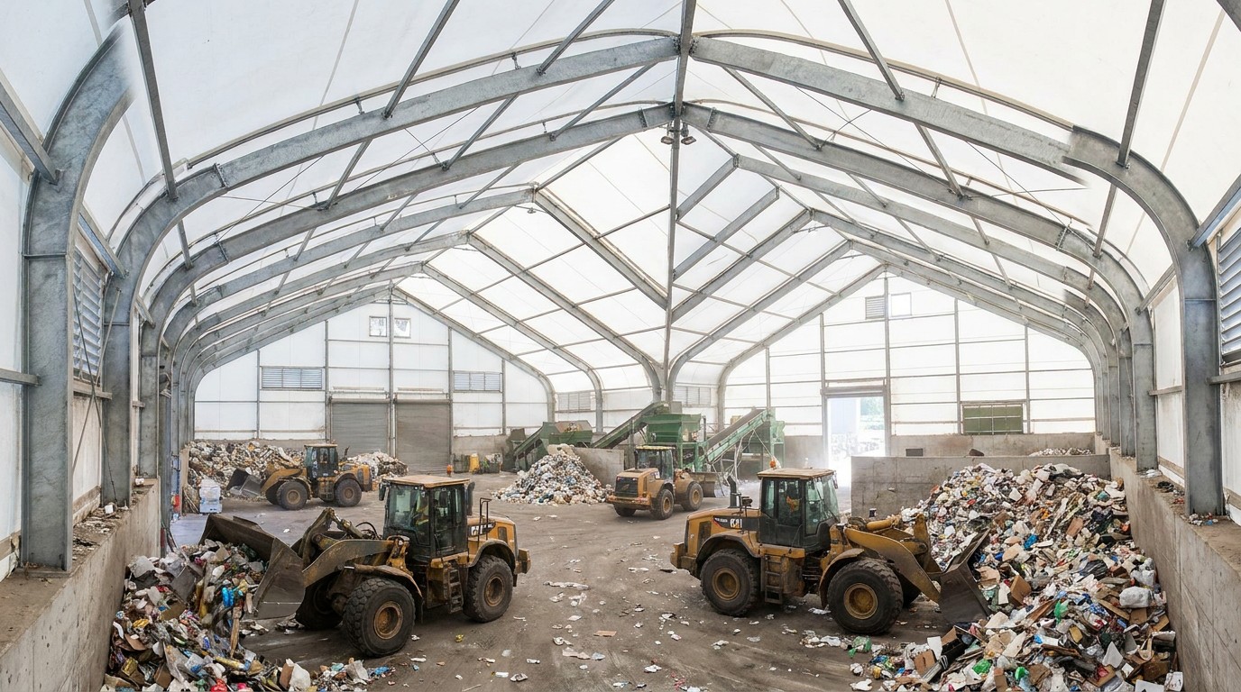 Waste transfer station fabric building